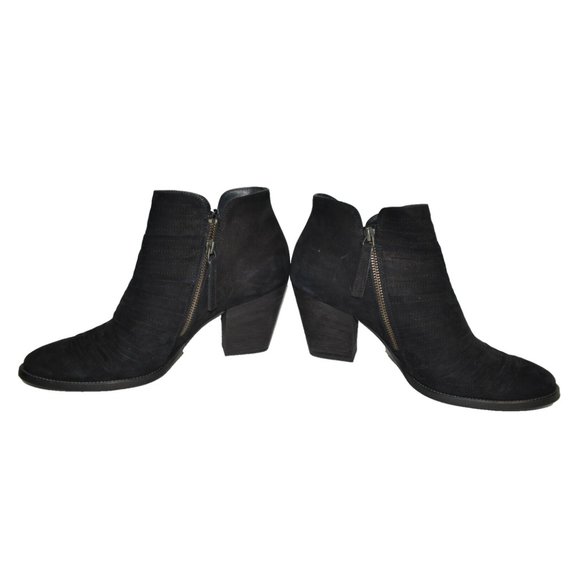 $500 PAUL GREEN Malibu Sliced Zip Bootie CLASSIC BLOCK NUBUCK BLACK 7.5 (TPO7) - Picture 5 of 9